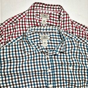 L.L. Bean Men's Plaid Shirts - Red and Blue
